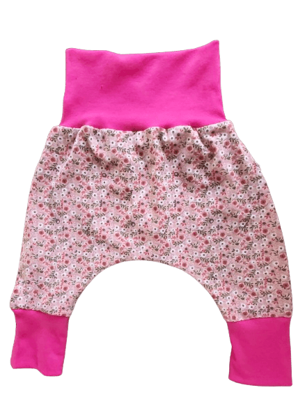 Sarouel évolutif « Rose fleurs roses » taille 2
