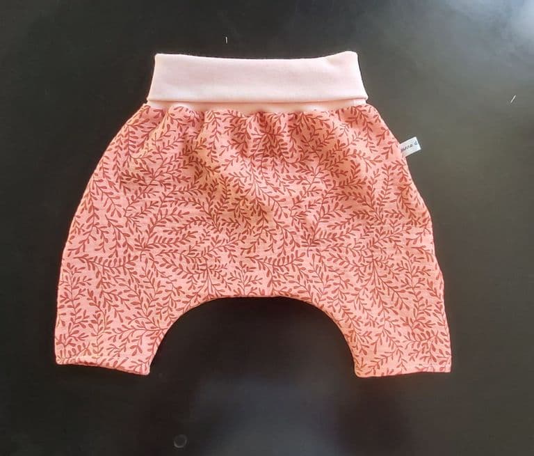 short gaze de coton rose fleuri T6/12 mois