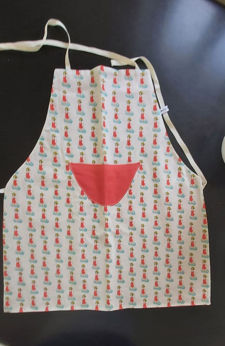 Tablier réversible coton « les nageuses » T4/8 ans