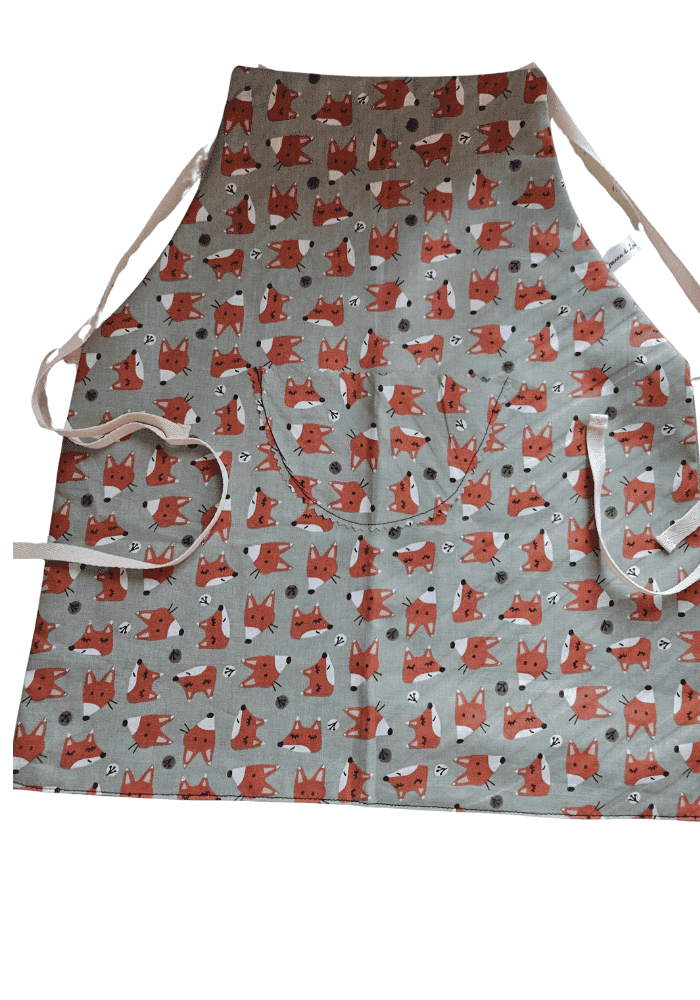 Tablier réversible « les renards » taille 2/4 ans
